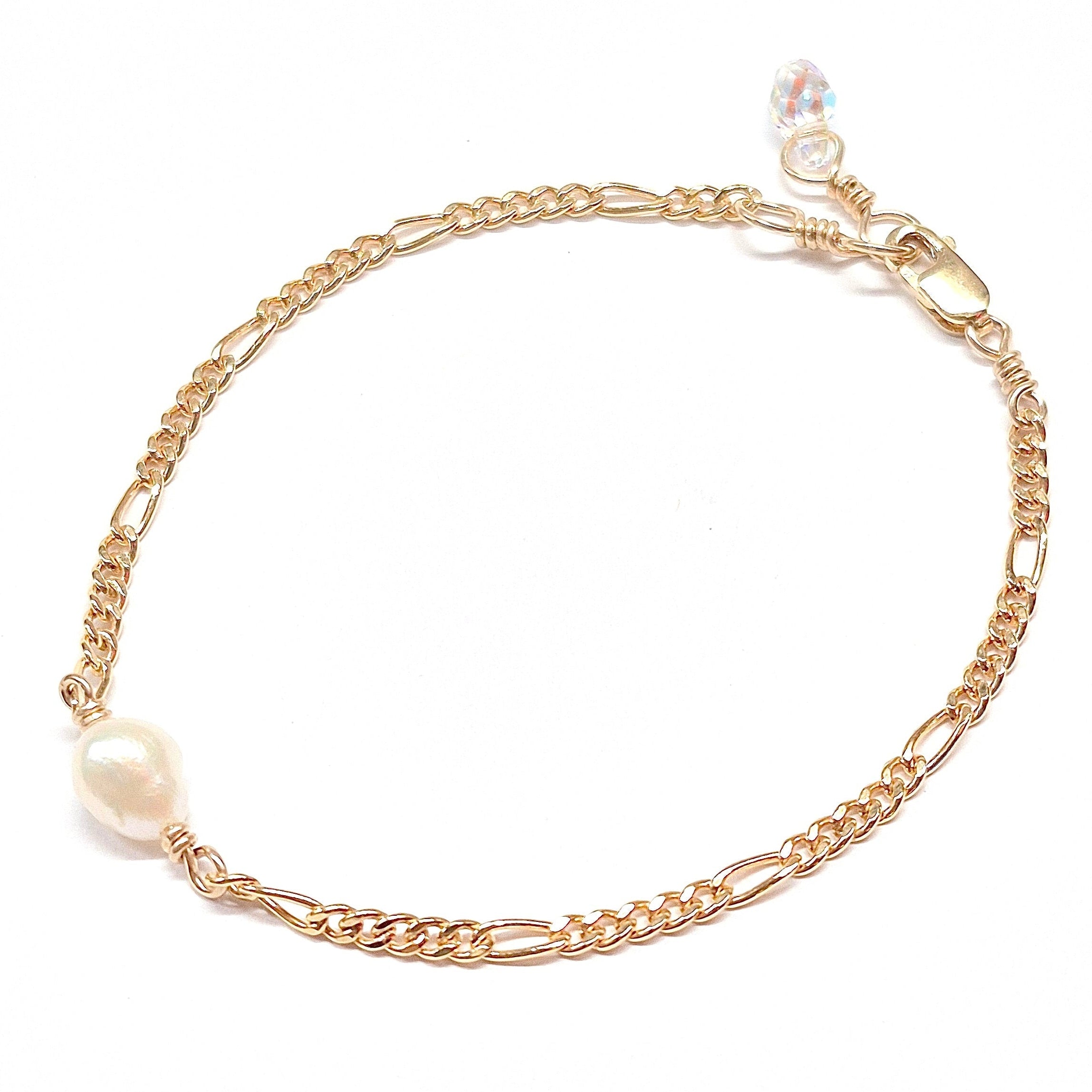 Keshi Pearl Bracelet with Swarovski Clasp