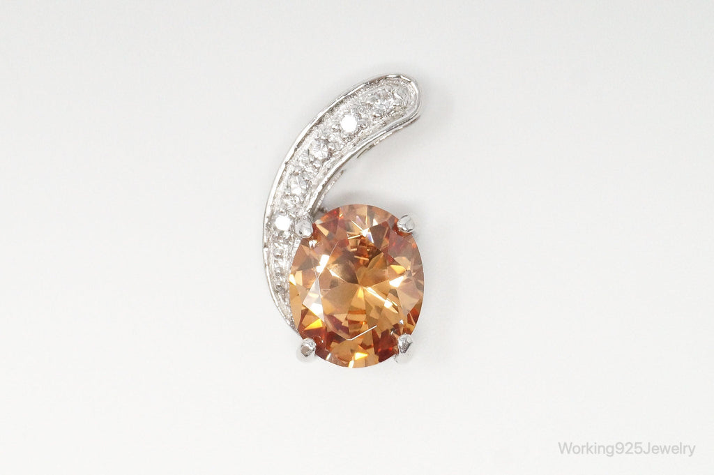 Vintage Art Deco Citrine Cubic Zirconia Sterling Silver Pendant | Jewelry > Necklaces > Pendants | Wiccan Center