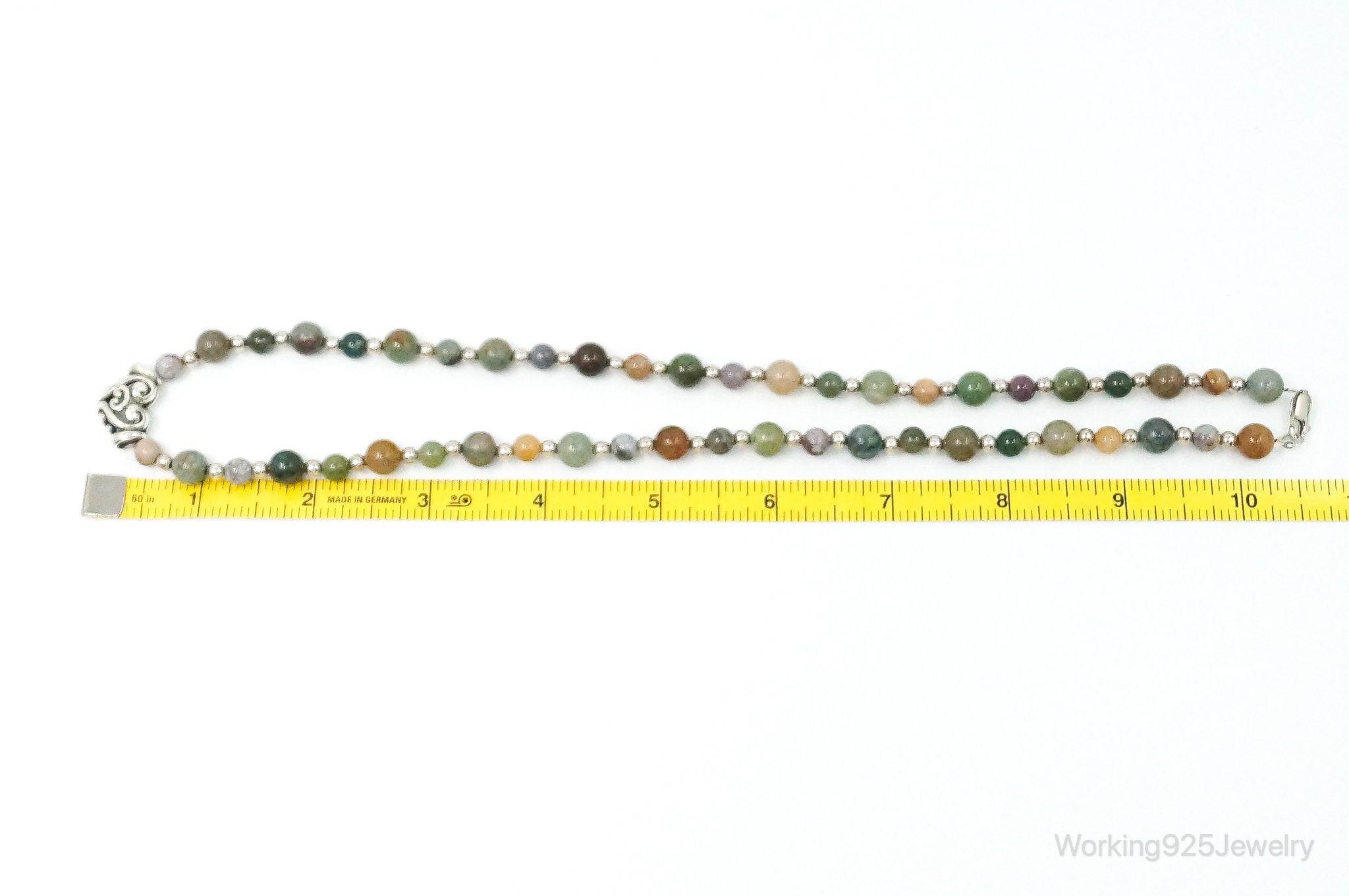 Vintage Multi Gem Agate Jasper Beads Sterling Silver Necklace | Jewelry > Necklaces > Pendants | Wiccan Center
