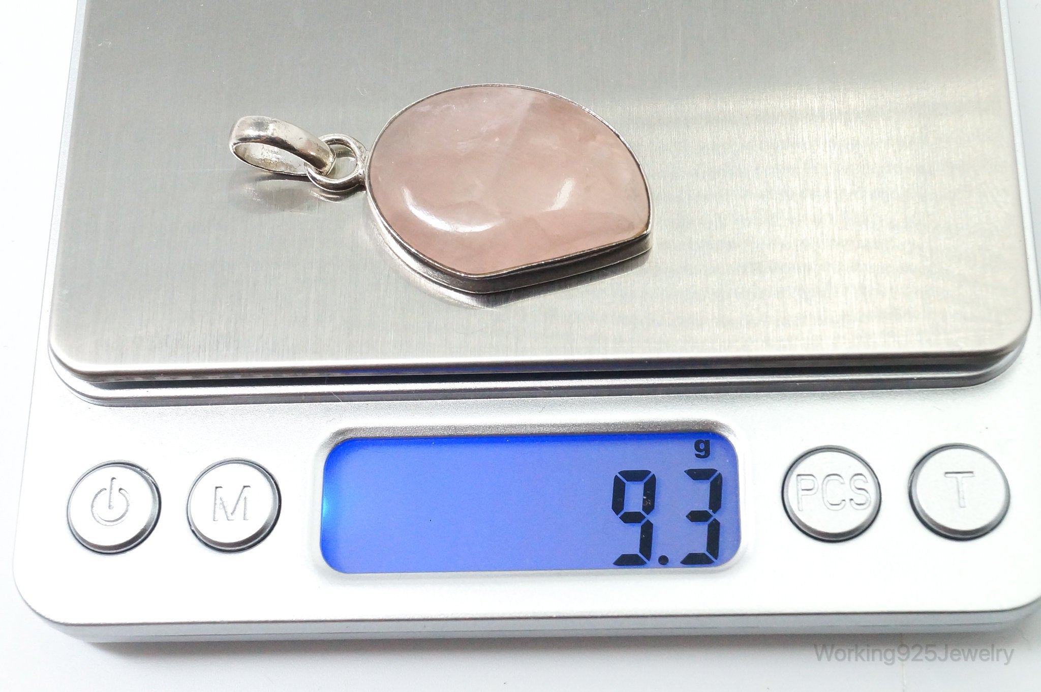 Large Vintage Rose Quartz Sterling Silver Necklace Pendant | Jewelry > Necklaces > Pendants | Wiccan Center