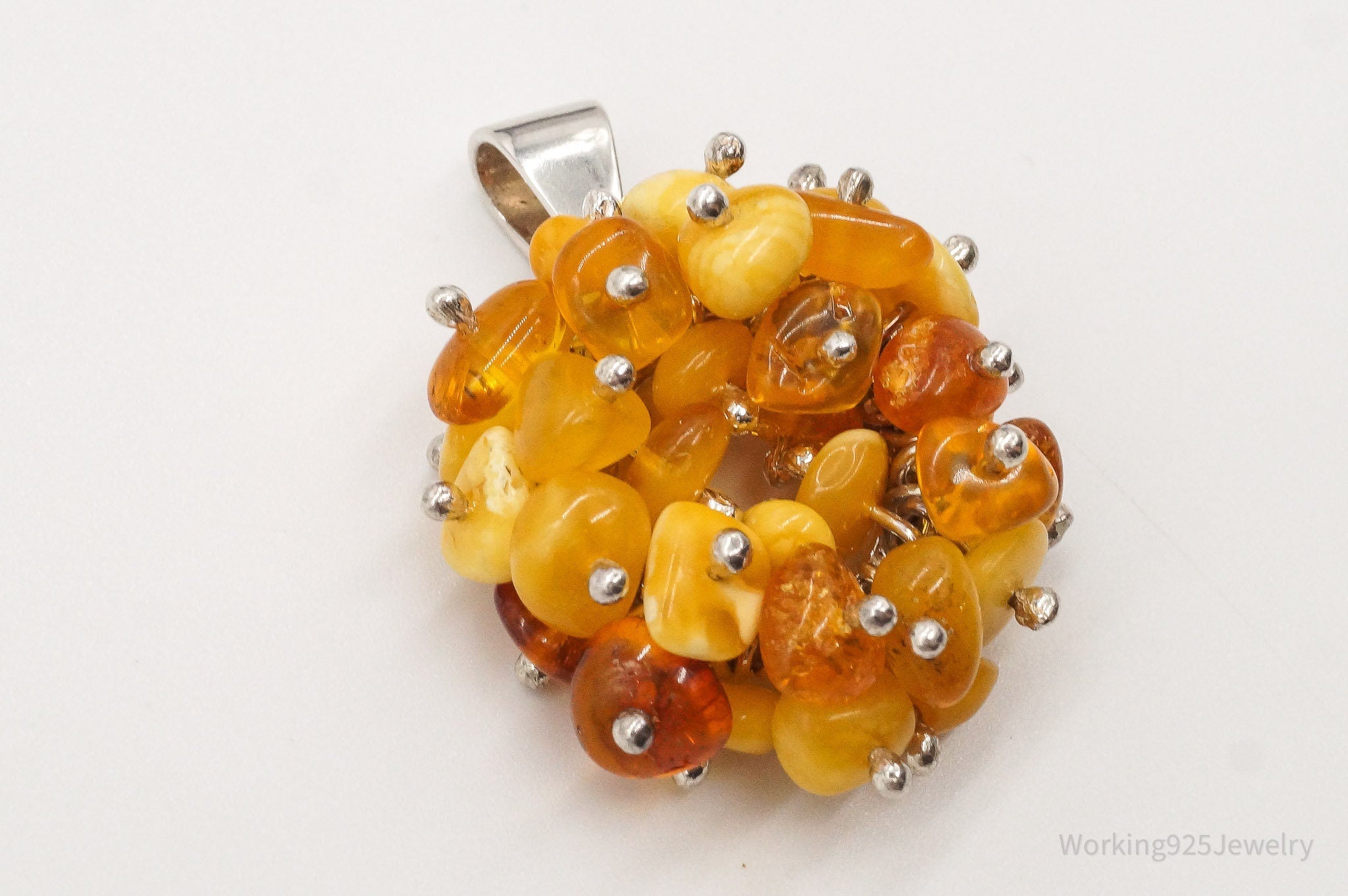 Vintage Amber Modernist Sterling Silver Pendant | Jewelry > Necklaces > Pendants | Wiccan Center