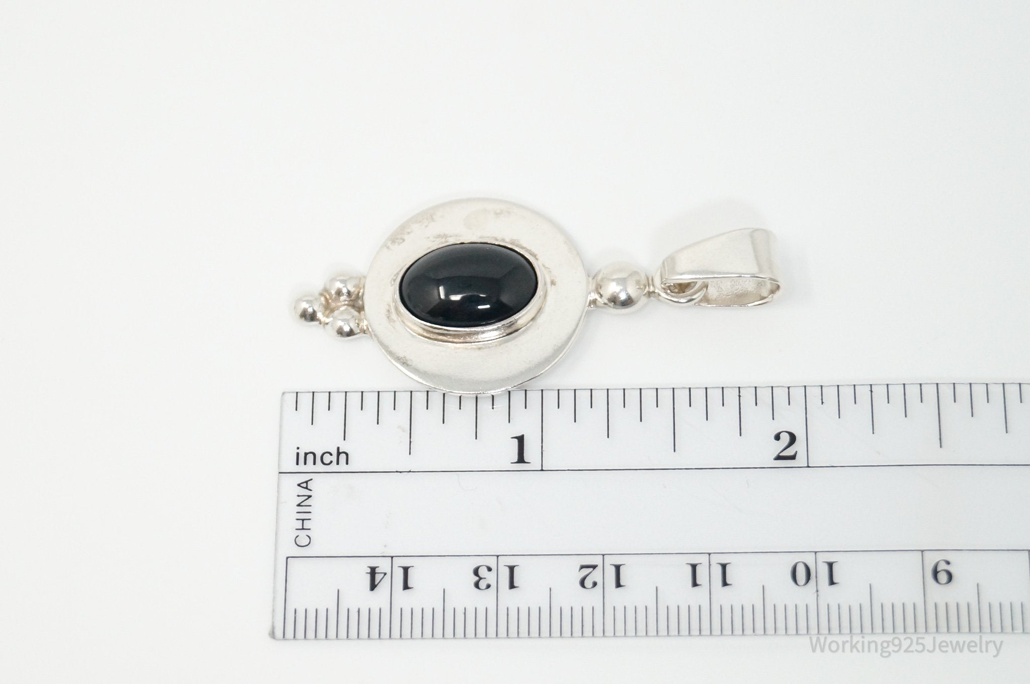 Vintage Mexico CII Black Onyx Sterling Silver Dangle Necklace Pendant | Jewelry > Necklaces > Pendants | Wiccan Center