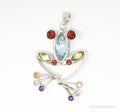 Vintage Multi Gem Tree Frog Sterling Silver Necklace Pendant | Jewelry > Necklaces > Pendants | Wiccan Center