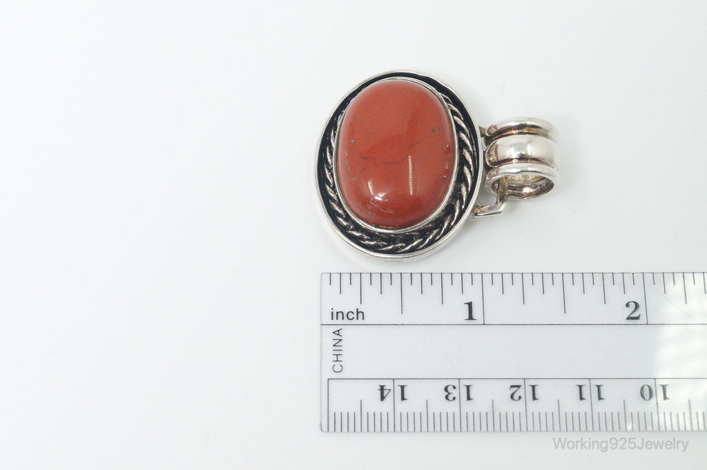 Vintage Large Designer DBJ Red Jasper Sterling Silver Necklace Pendant | Jewelry > Necklaces > Pendants | Wiccan Center