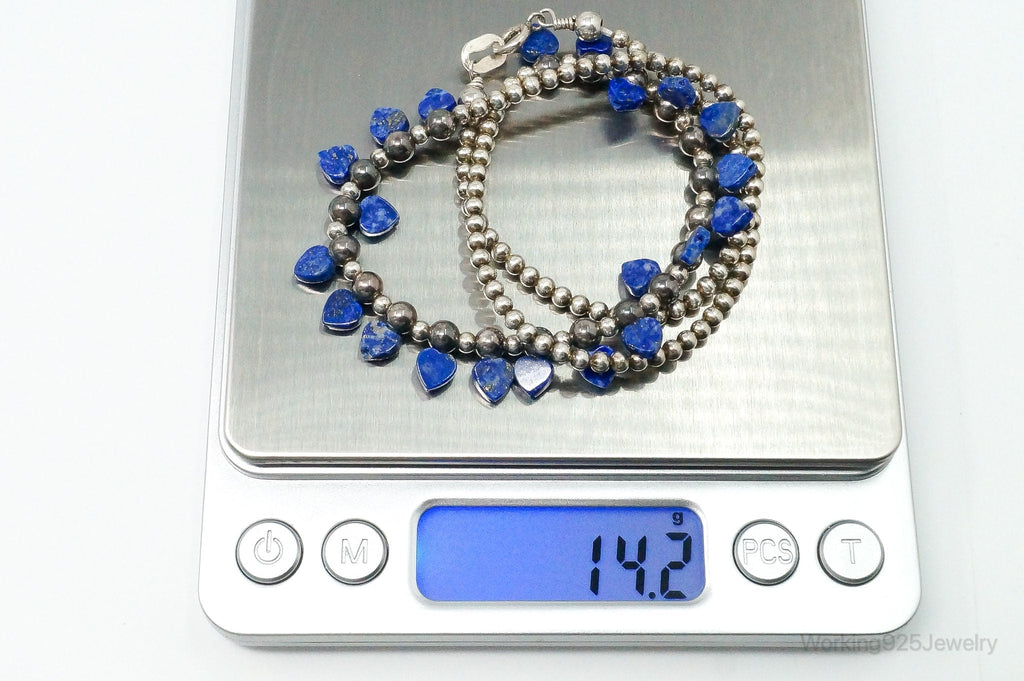 Vintage Native American QT Lapis Lazuli Bead Sterling Silver Necklace | Jewelry > Necklaces | Wiccan Center