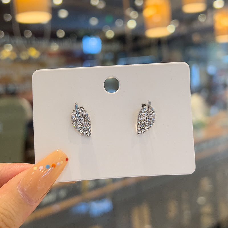 Crystal Rhinestone Leaf Earrings | Earring | Wiccan Center