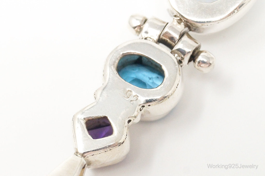 Large Vintage Blue Topaz Amethyst Moonstone Sterling Silver Pendant | Jewelry > Necklaces > Pendants | Wiccan Center