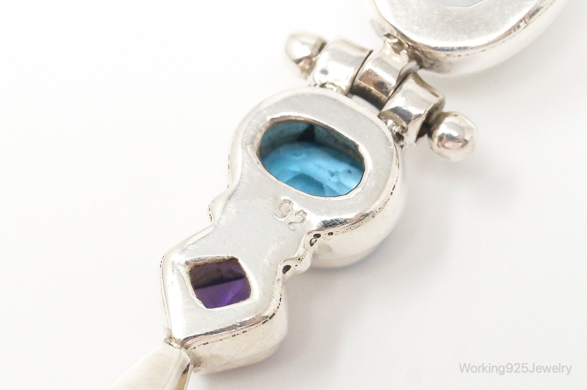 Large Vintage Blue Topaz Amethyst Moonstone Sterling Silver Pendant | Jewelry > Necklaces > Pendants | Wiccan Center