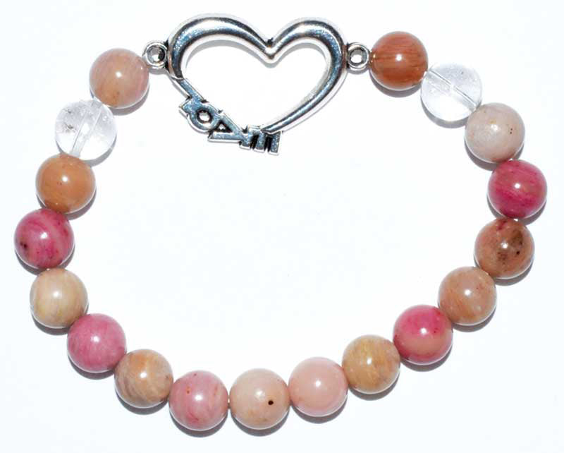 Rhodonite/Quartz Heart bracelet | Jewelry-Bracelet | Wiccan Center