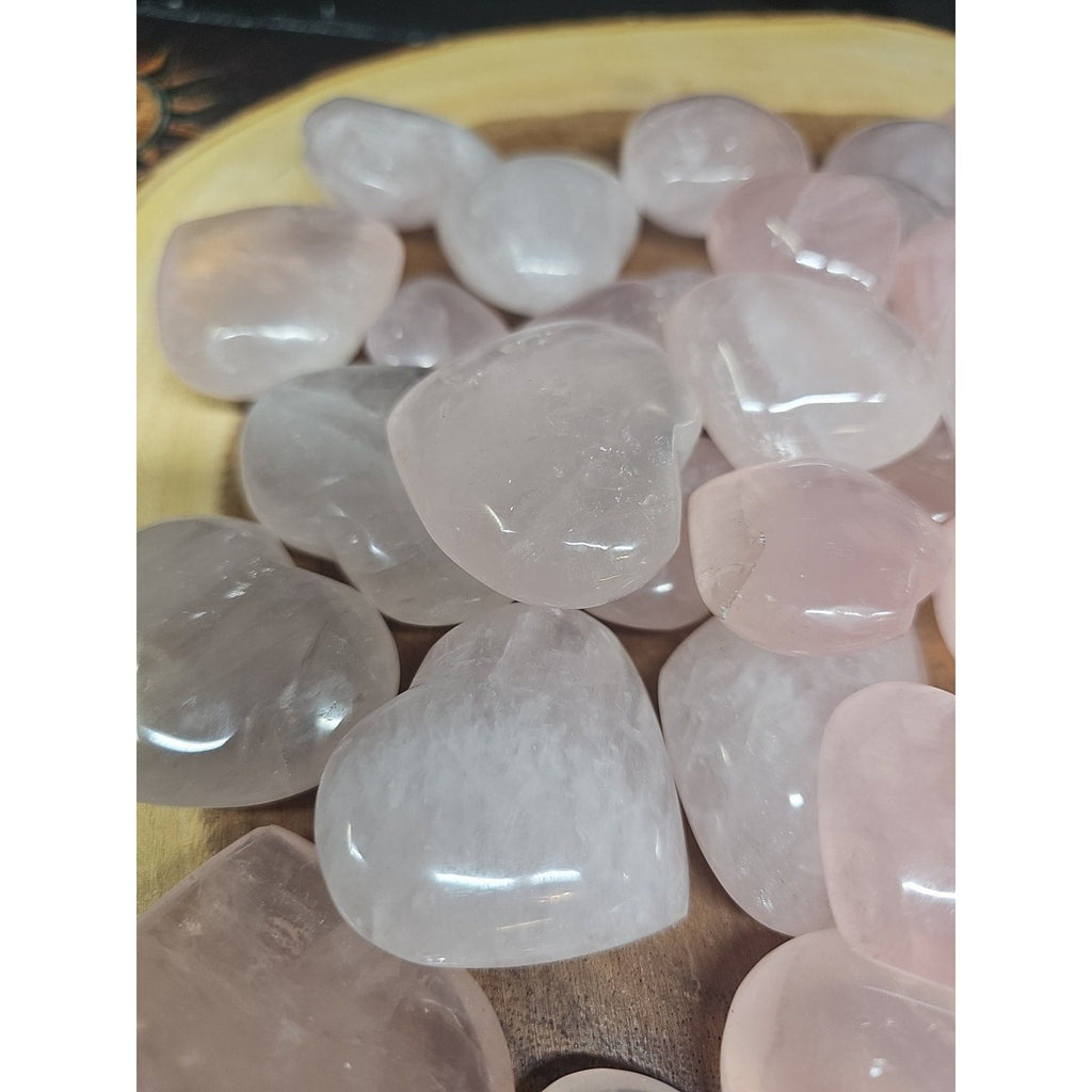 5Pcs Natural Pink Rose Quartz Crystal Heart Carved Palm Stone | Palm Stones & Tumbled Crystals | Wiccan Center