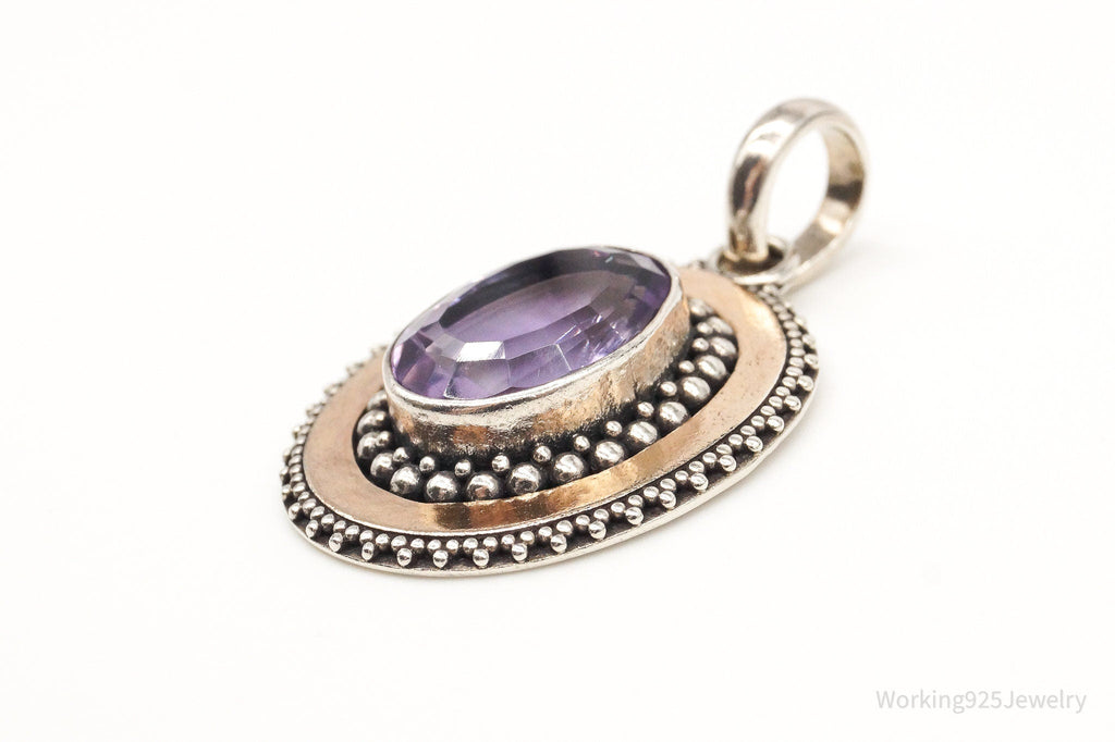 Large Vintage Amethyst Two Tone Sterling Silver Pendant | Jewelry > Necklaces > Pendants | Wiccan Center