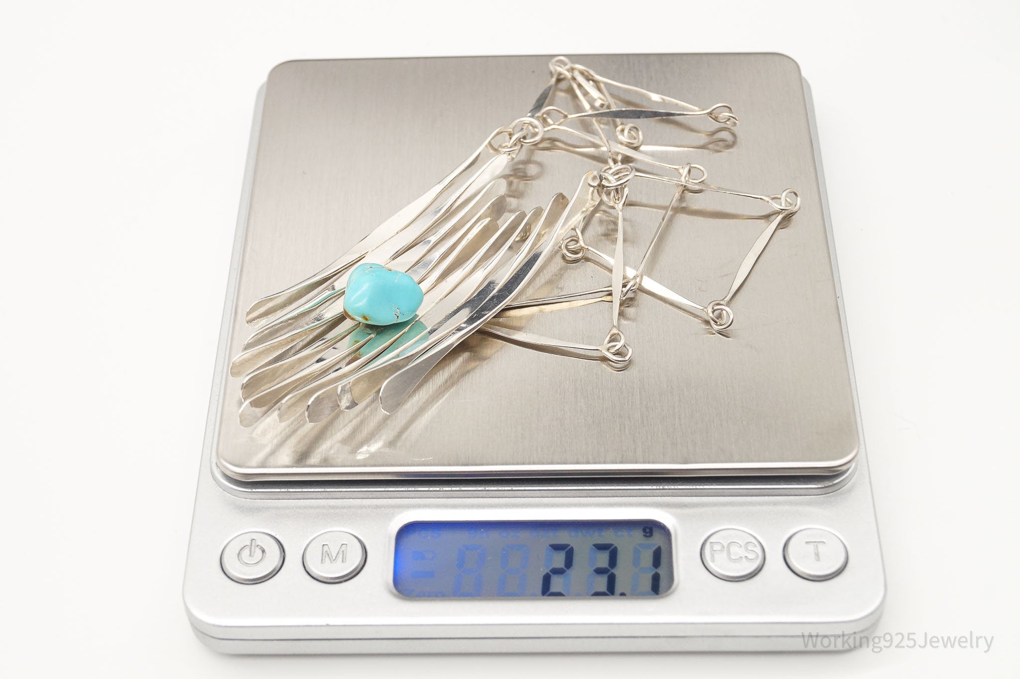 Vintage Turquoise Modernist Silver Necklace | Jewelry > Necklaces > Pendants | Wiccan Center
