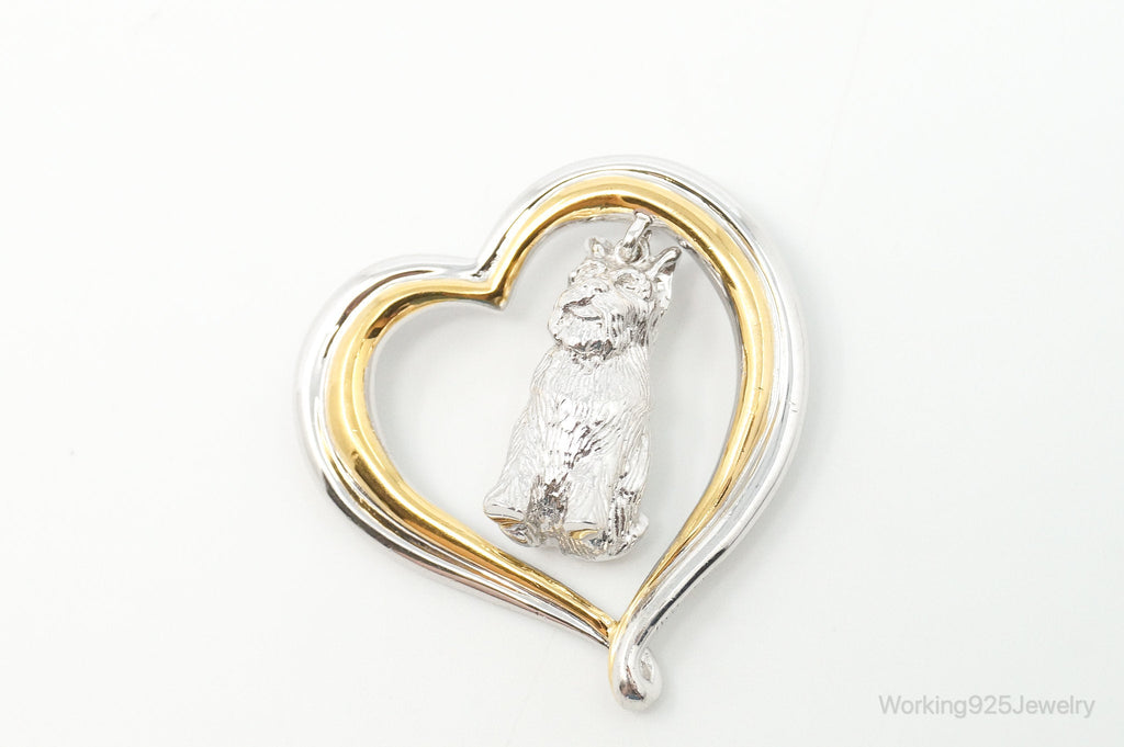 Designer BGE Gold Vermeil Schnauzer Heart Sterling Silver Pendant | Jewelry > Necklaces > Pendants | Wiccan Center