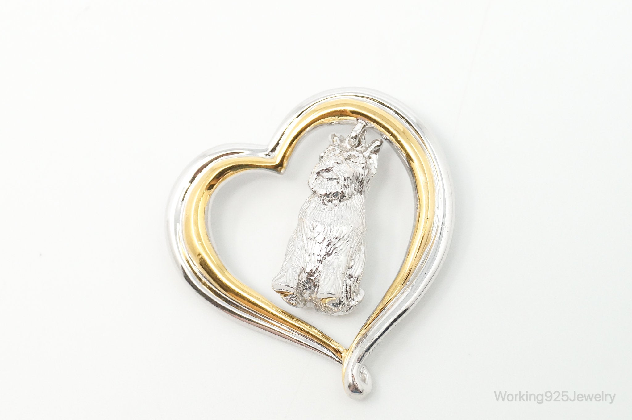 Designer BGE Gold Vermeil Schnauzer Heart Sterling Silver Pendant | Jewelry > Necklaces > Pendants | Wiccan Center