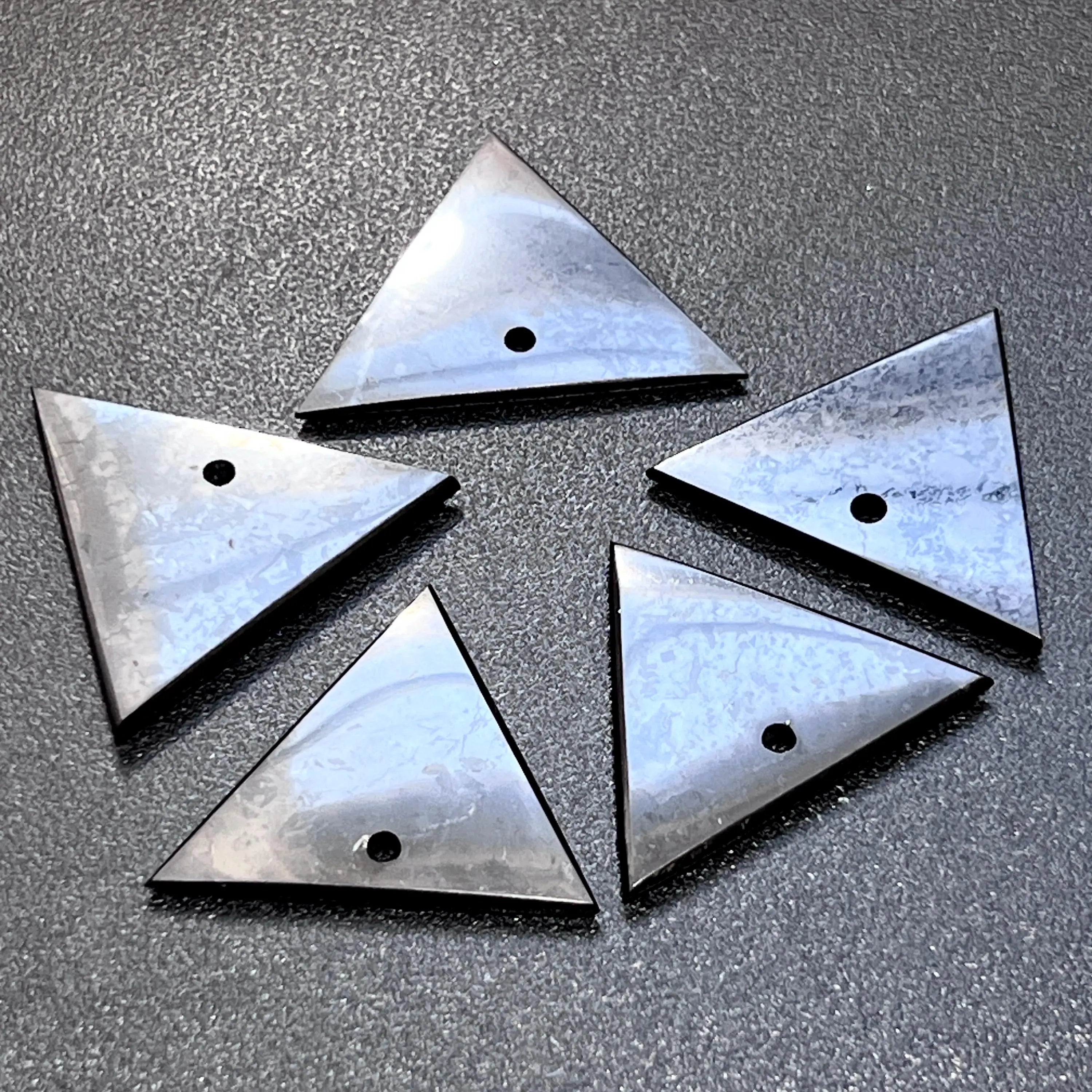 Black Shungite Triangle Drilled Beads Pendant Gemstone Jewelry Necklace Supply | Craft Supplies & Tools > Beads, Gems & Cabochons > Charms & Pendants > Pendants | Wiccan Center