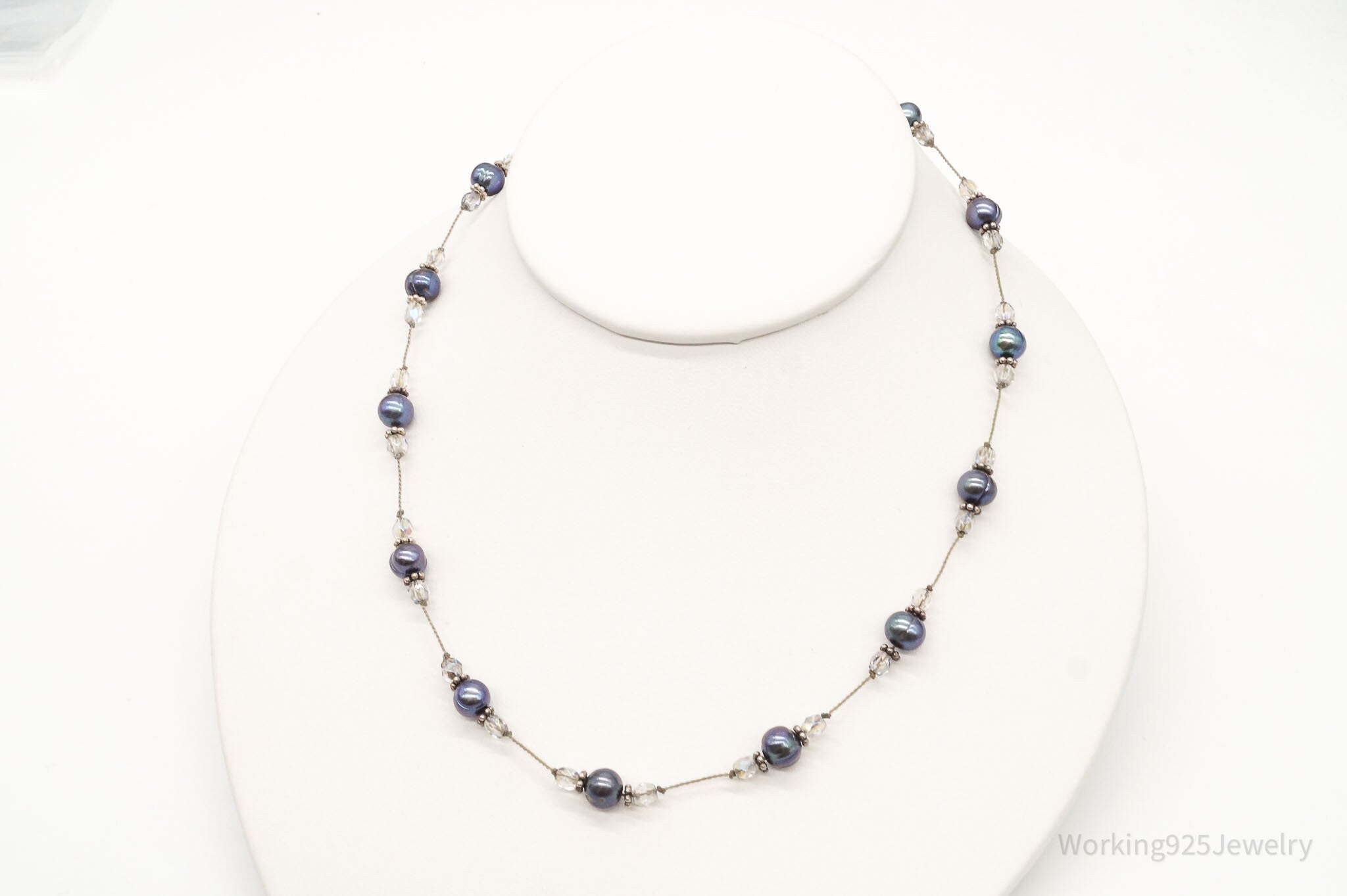 Vintage Tahitian Pearl & Glass Bead Sterling Silver String Necklace | Jewelry > Necklaces > Pendants | Wiccan Center