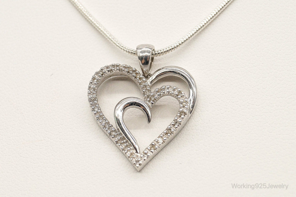 Vintage Designer SUN Diamond Heart Sterling Silver Necklace | Jewelry > Necklaces > Pendants | Wiccan Center