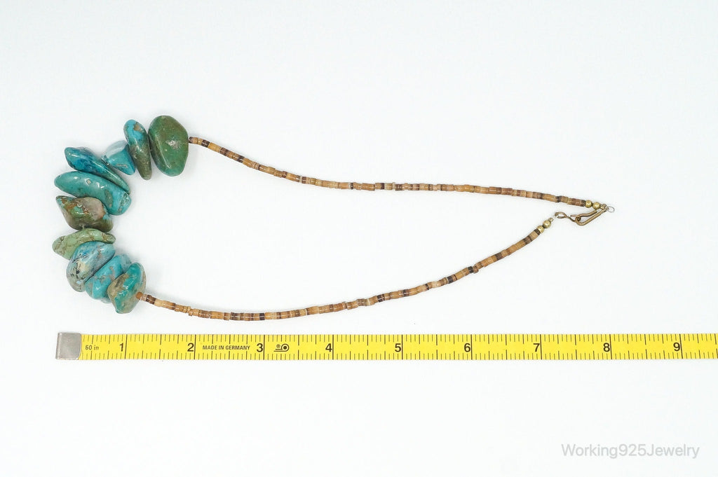 VTG Native American Turquoise Porcupine Quill Sterling Silver Thread Necklace | Jewelry > Necklaces > Pendants | Wiccan Center