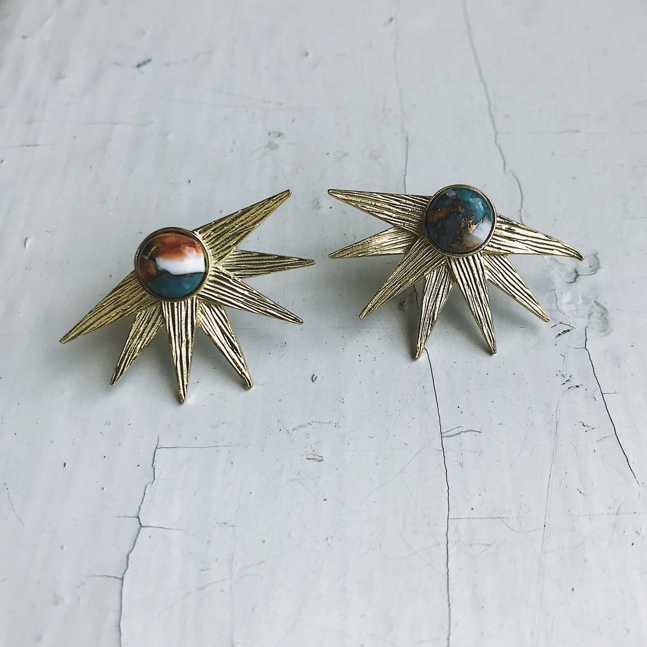 Sun Goddess Earrings with Copper Oyster Turquoise | Earrings | Wiccan Center