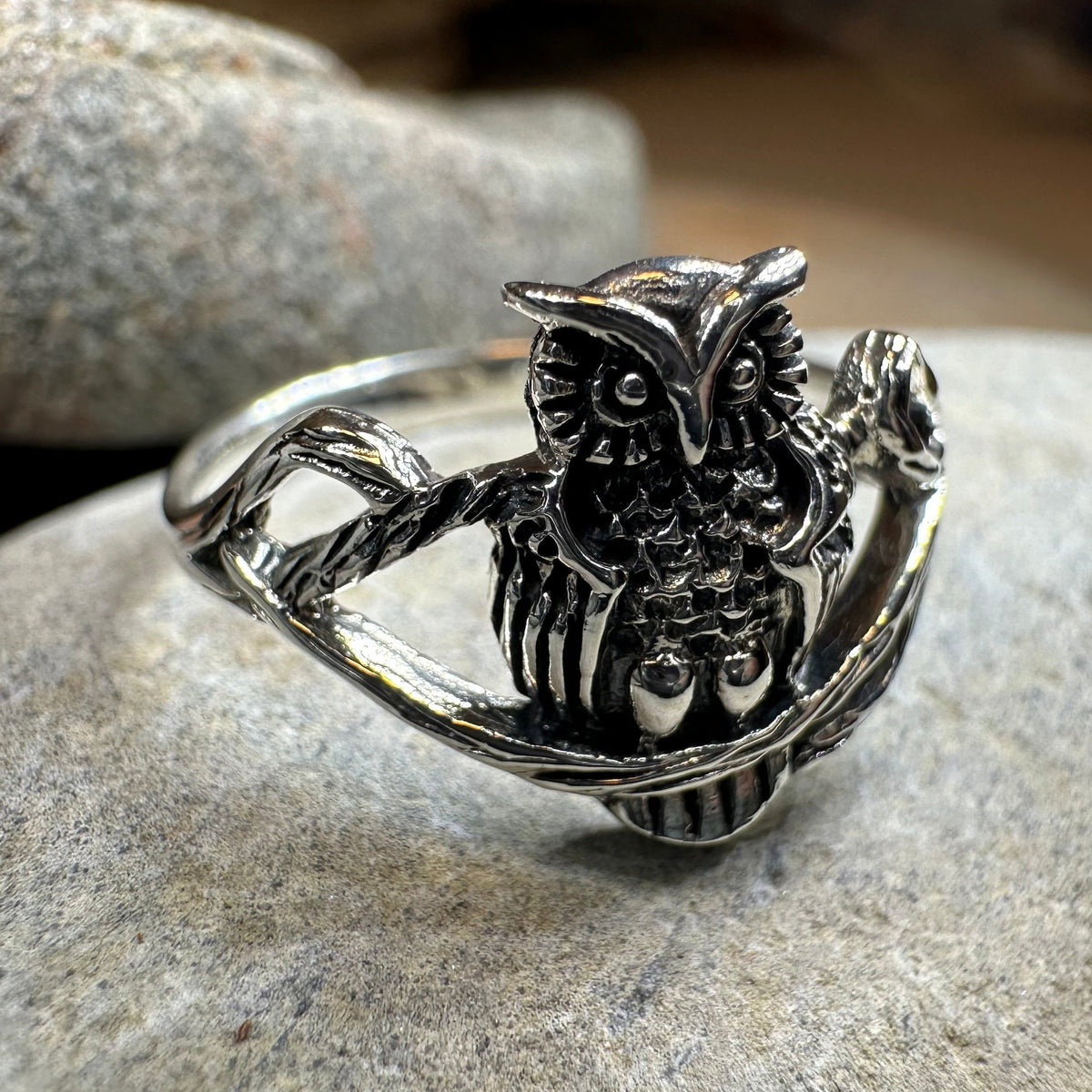 Hollie Owl Ring in Sterling Silver