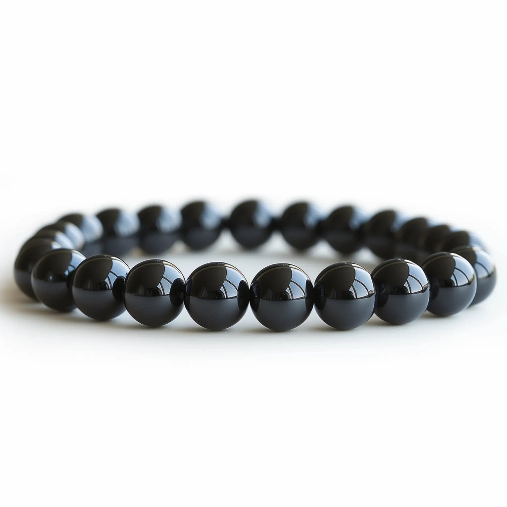 Black Obsidian Round Bead Bracelet - Strong Protection | Bracelets | Wiccan Center