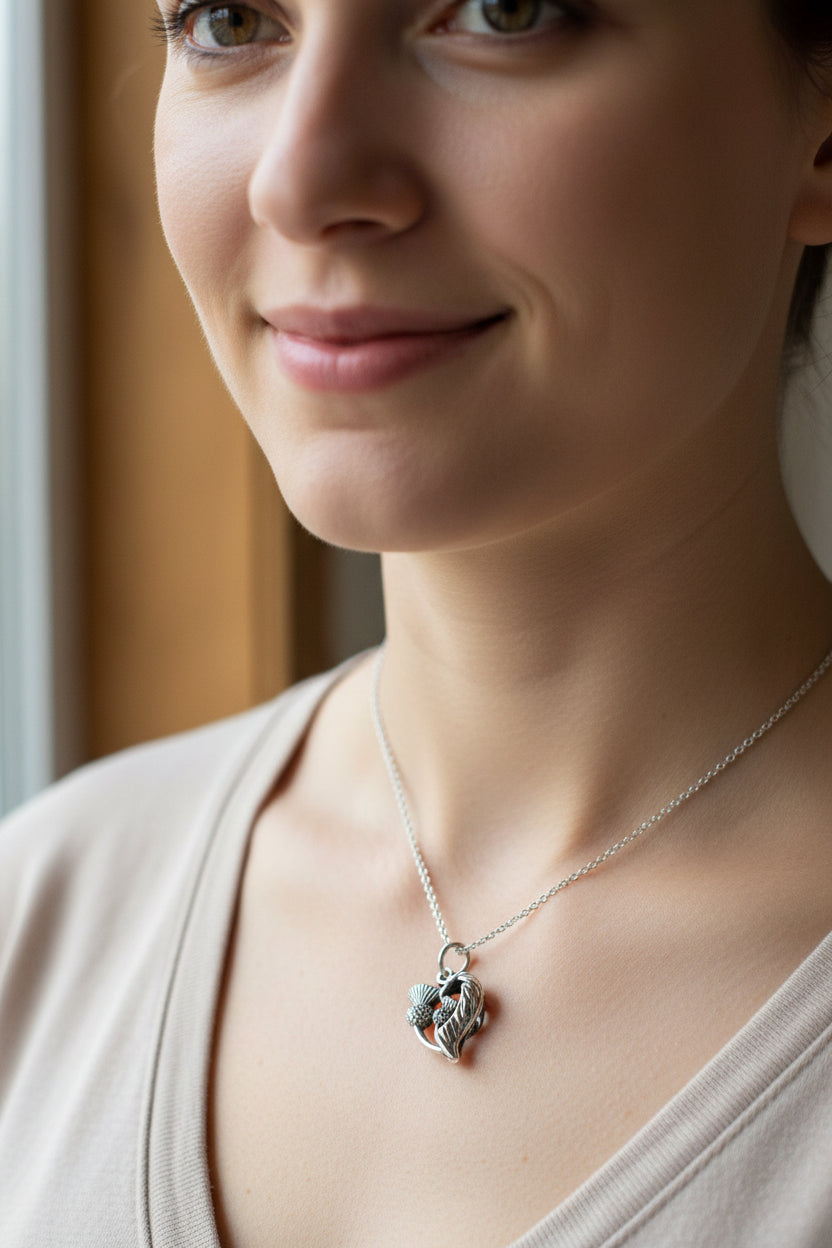 Erskine Scottish Thistle Necklace in Sterling Silver