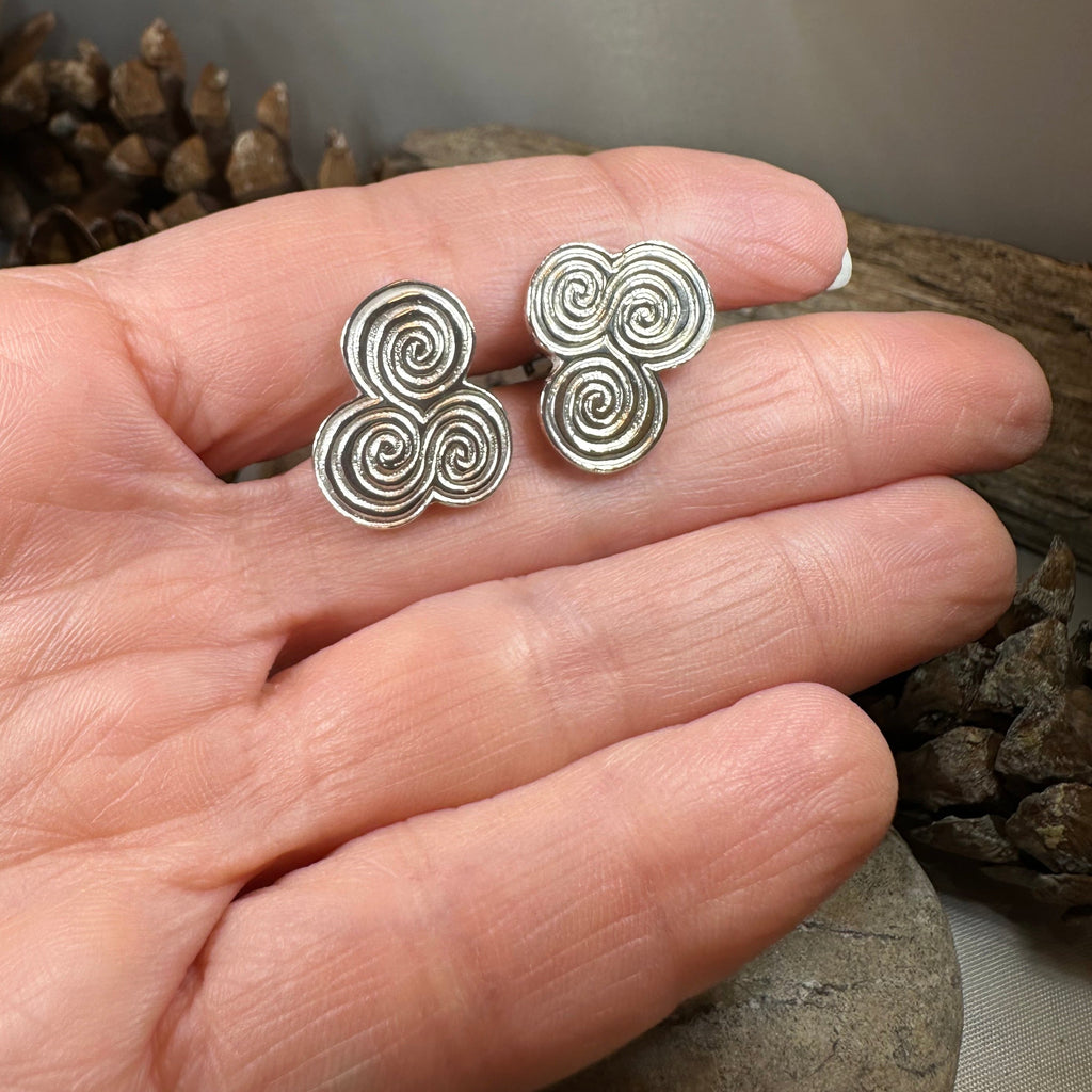 Artisan Newgrange Triple Spiral Cufflinks - Made in Ireland | Cuff Links | Wiccan Center