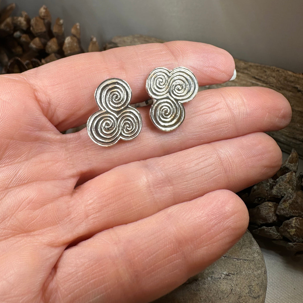 Artisan Newgrange Triple Spiral Cufflinks - Made in Ireland | Cuff Links | Wiccan Center
