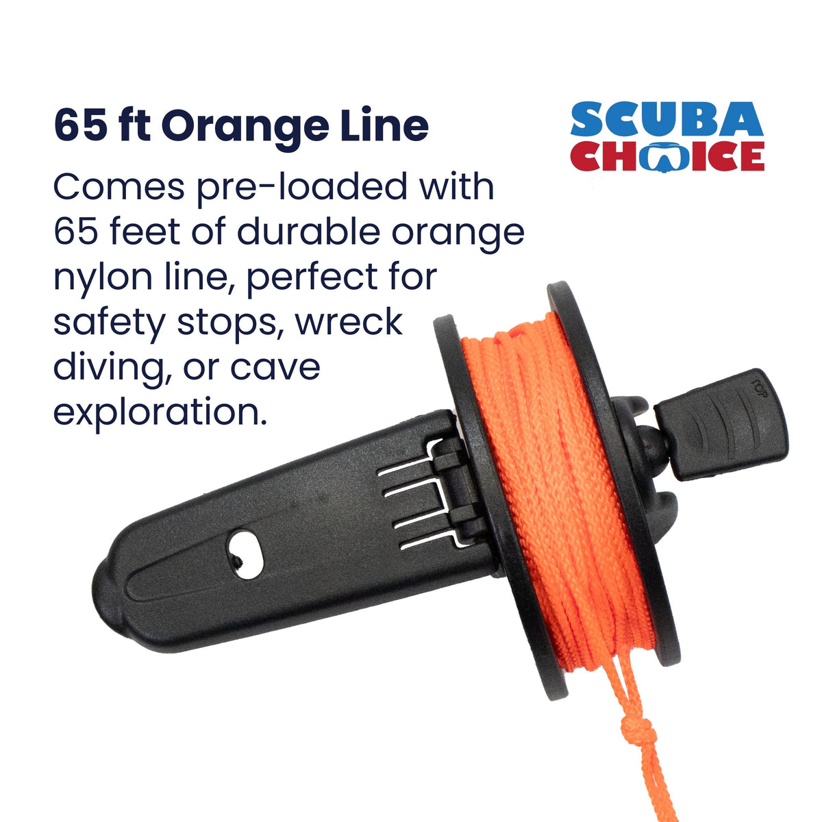 Scuba Diving Compact Finger Spool with Plastic Handle 65ft - Orange Line | Reels & Spools | Wiccan Center