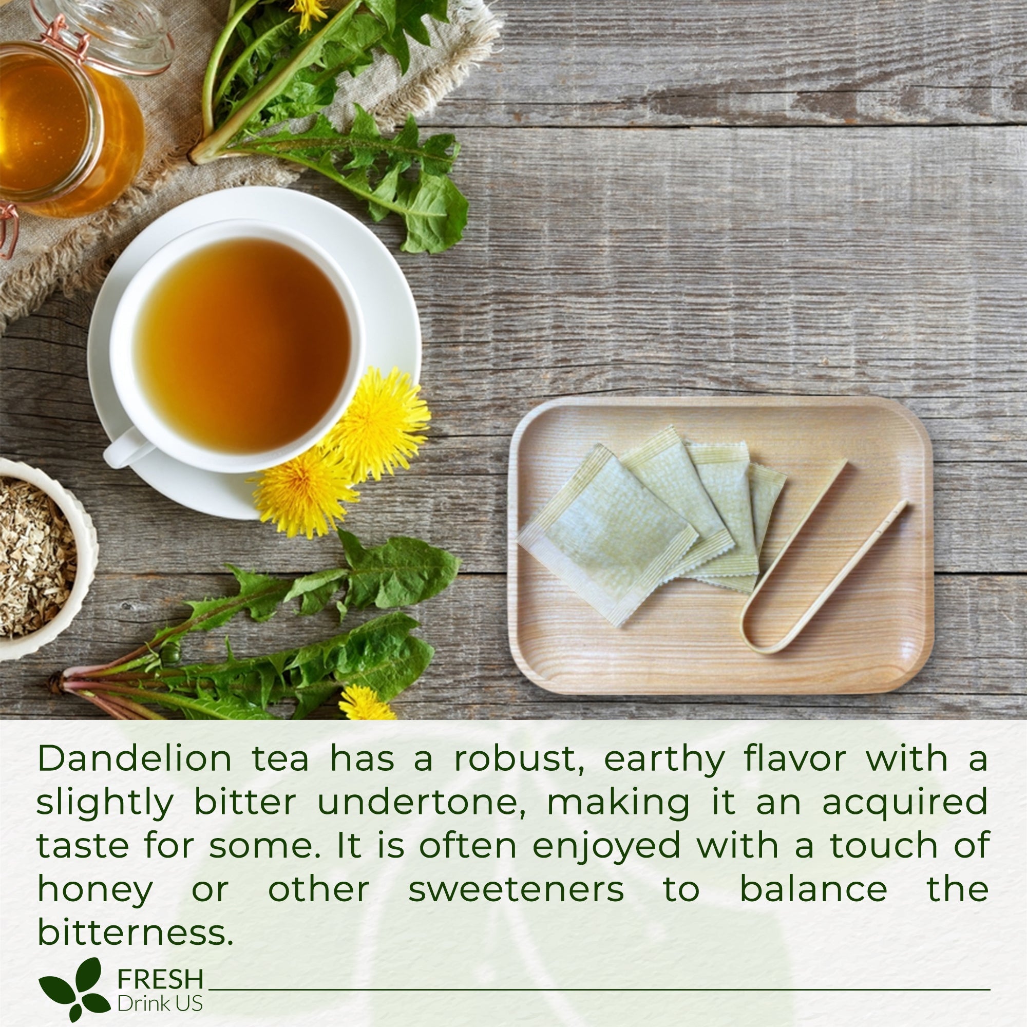 Dandelion Root Tea Bags, 100% Natural & Pure from Dandelion Root, Eco-Conscious Tea Bags, Dandelion Root Herbal Tea. Dandelion Root Tea. No Sugar, No Caffeine, No Gluten, Vegan. | Tea | Wiccan Center
