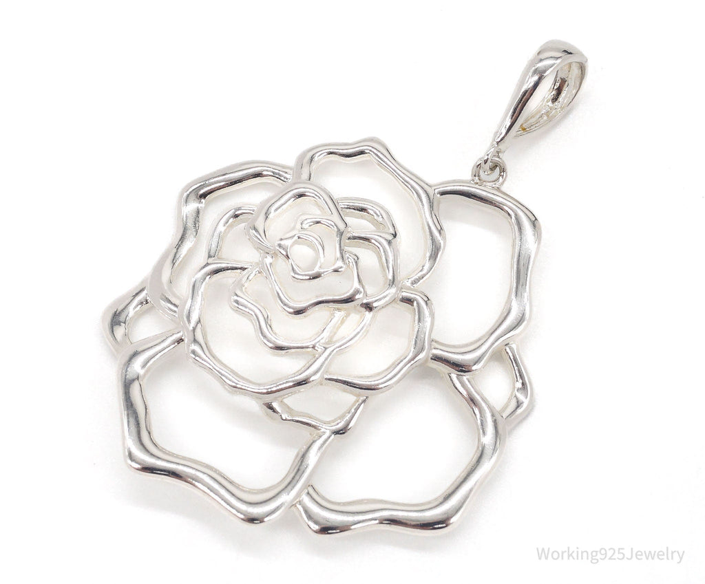Large Vintage Designer JCM Jacmel Mauritius Sterling Silver Rose Pendant | Jewelry > Necklaces > Pendants | Wiccan Center