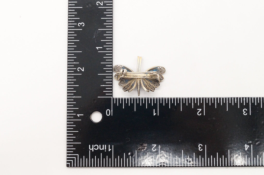Vintage Butterfly Enamel Gold Wash 800 Silver Filigree Pin Brooch | Jewelry > Brooches, Pins & Clips | Wiccan Center