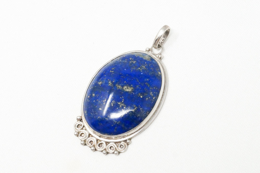 Vintage Large Handmade Lapis Lazuli Sterling Silver Necklace Pendant | Jewelry > Necklaces > Pendants | Wiccan Center