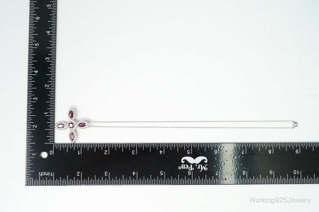 Large Rhodolite Garnet Cubic Zirconia Sterling Silver Necklace | Jewelry > Necklaces > Pendants | Wiccan Center
