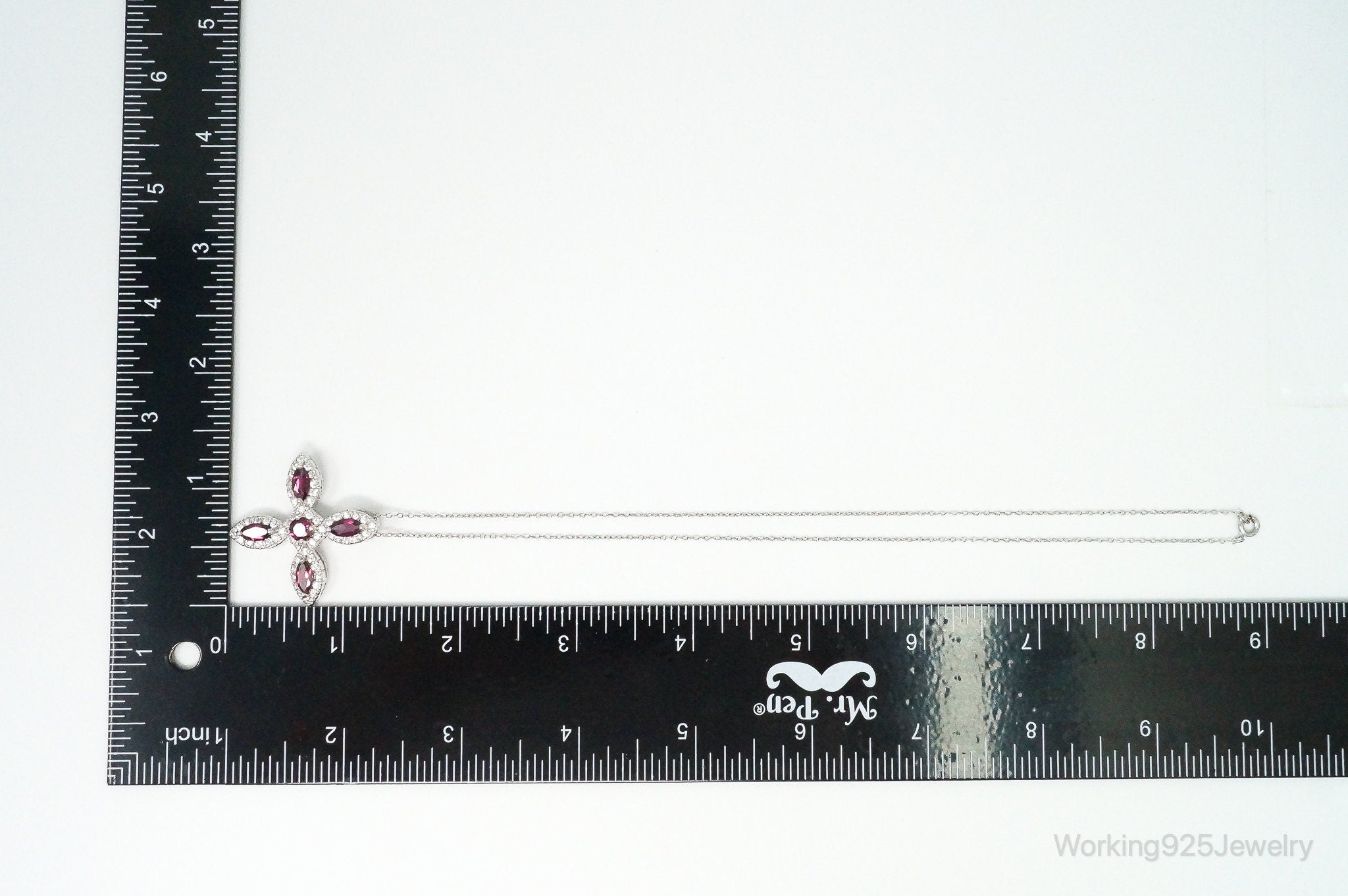 Large Rhodolite Garnet Cubic Zirconia Sterling Silver Necklace | Jewelry > Necklaces > Pendants | Wiccan Center