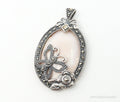 VTG Pink Mother of Pearl Marcasite Butterfly Flower Sterling Silver Pendant | Jewelry > Necklaces > Pendants | Wiccan Center
