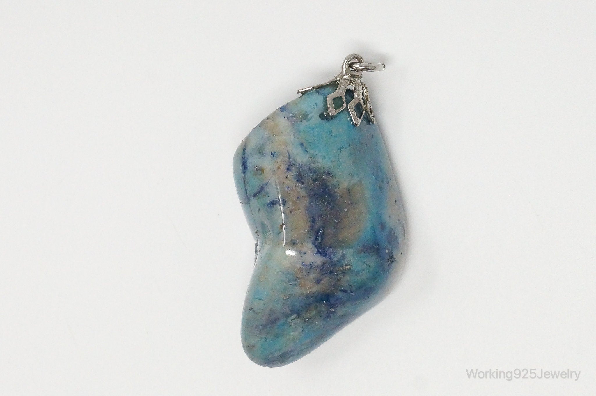 Vintage Large Blue Agate Necklace Pendant | Jewelry > Necklaces > Pendants | Wiccan Center