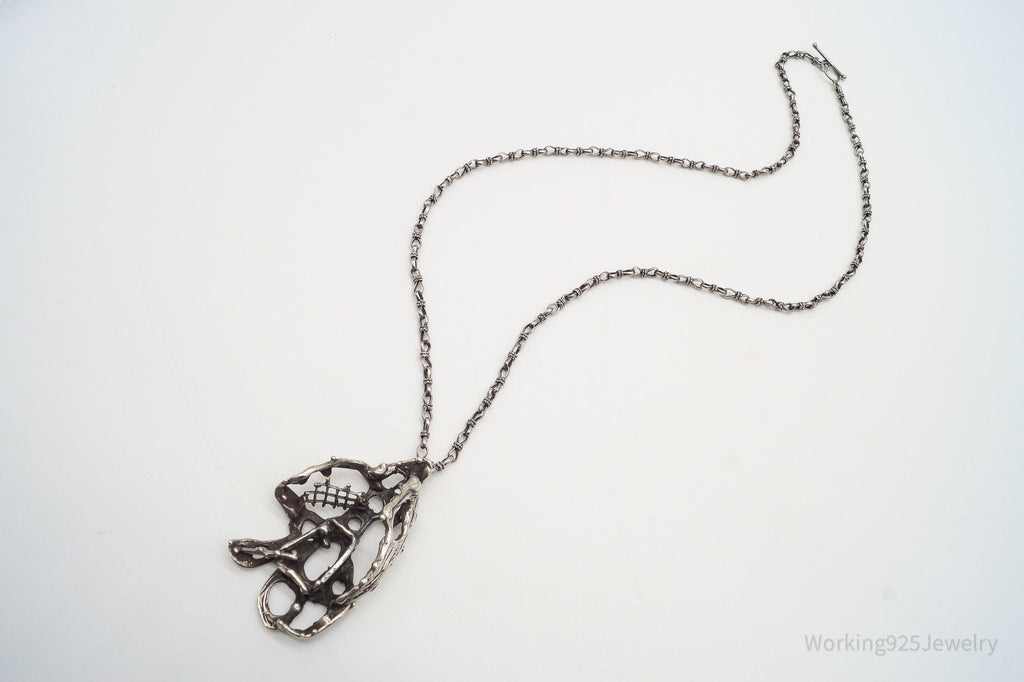 Vintage Brutalist Silver Toggle Necklace | Jewelry > Necklaces > Pendants | Wiccan Center