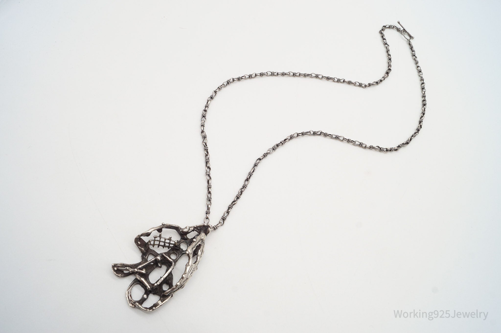 Vintage Brutalist Silver Toggle Necklace | Jewelry > Necklaces > Pendants | Wiccan Center