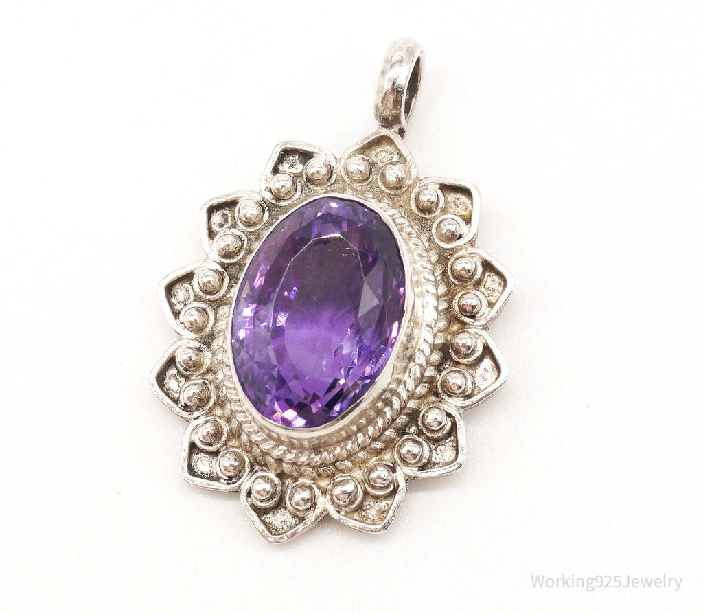 Vintage Large Amethyst Sterling Silver Pendant | Jewelry > Necklaces > Pendants | Wiccan Center