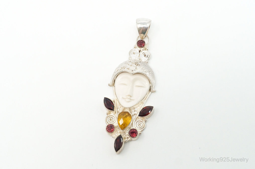 Large Vintage Goddess Multi Gem Sterling Silver Pendant | Jewelry > Necklaces > Pendants | Wiccan Center