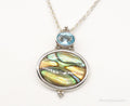 Vintage Paua Abalone Shell Blue Topaz Sterling Silver Necklace | Jewelry > Necklaces > Pendants | Wiccan Center