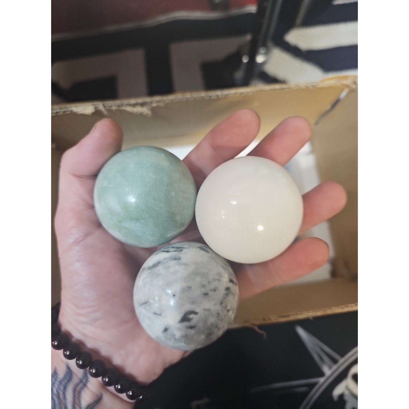 Ocean Jasper Spheres Set Of 3 Random Selection W/stands