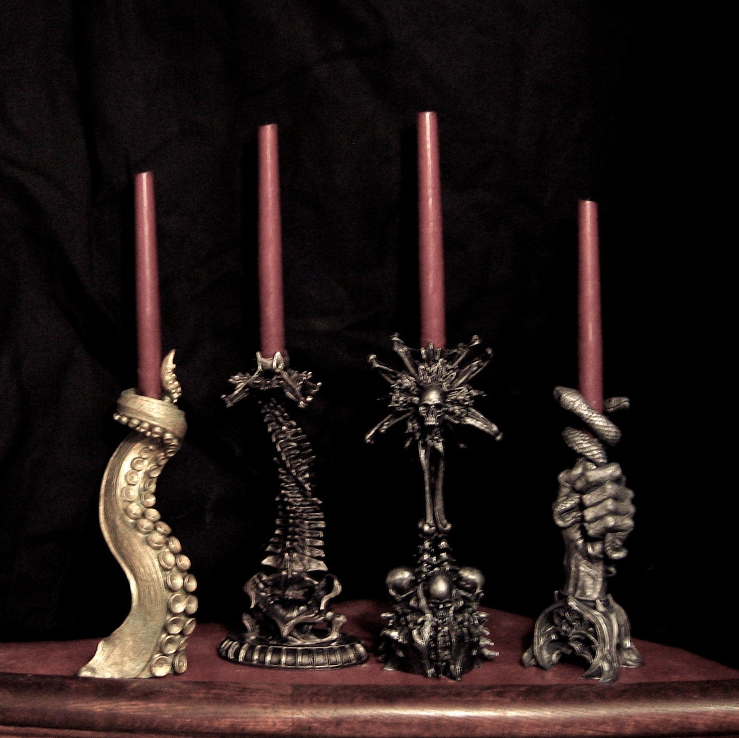 Helix Ossuary Spine Candlestick Holder, Hand Sculpted Resin Sculpture| Spooky Gothic Candle,Spine Candle for Halloween Gift and Gothic Decor