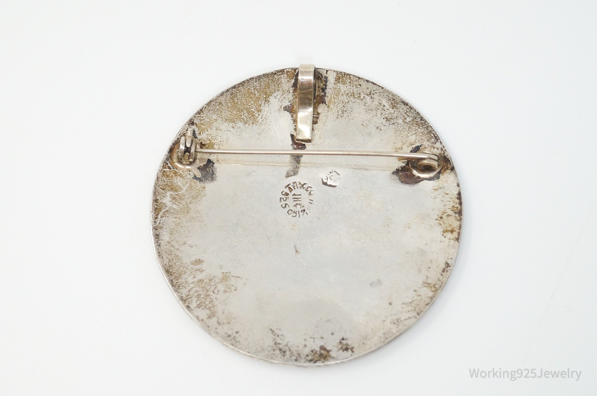 Vintage Taxco Mexico Signed Crushed Gemstone Sterling Silver Brooch Pin Pendant | Jewelry > Necklaces > Pendants | Wiccan Center