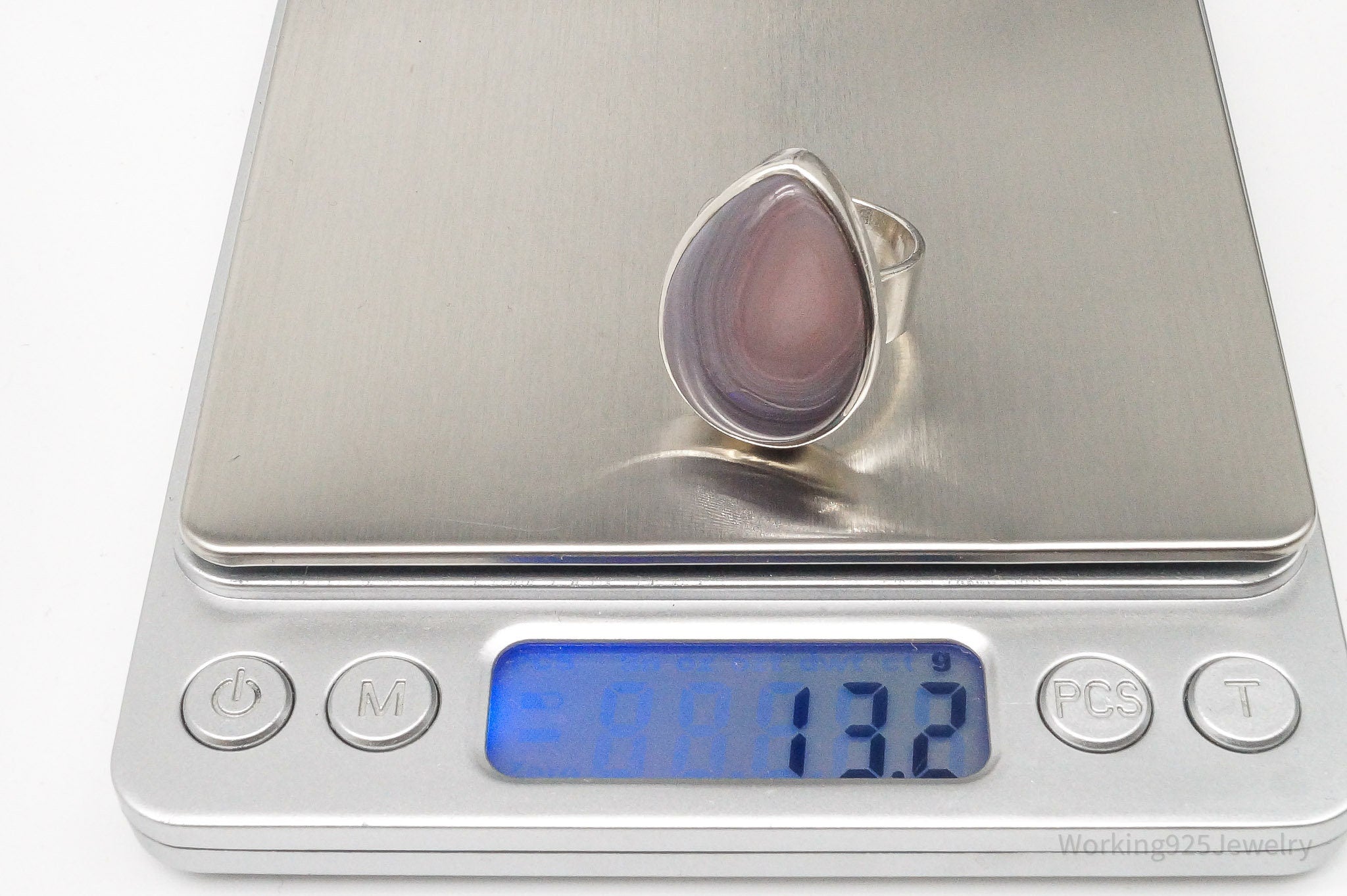 Vintage Lace Agate Sterling Silver Ring - Size 8.5 Adjustable | Jewelry > Rings | Wiccan Center