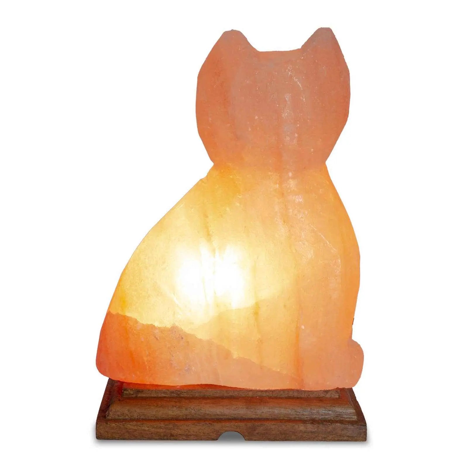 Cat Shaped Salt Lamp - 10" avg. - Cord, Bulb, Dimmer | Lamp | Wiccan Center