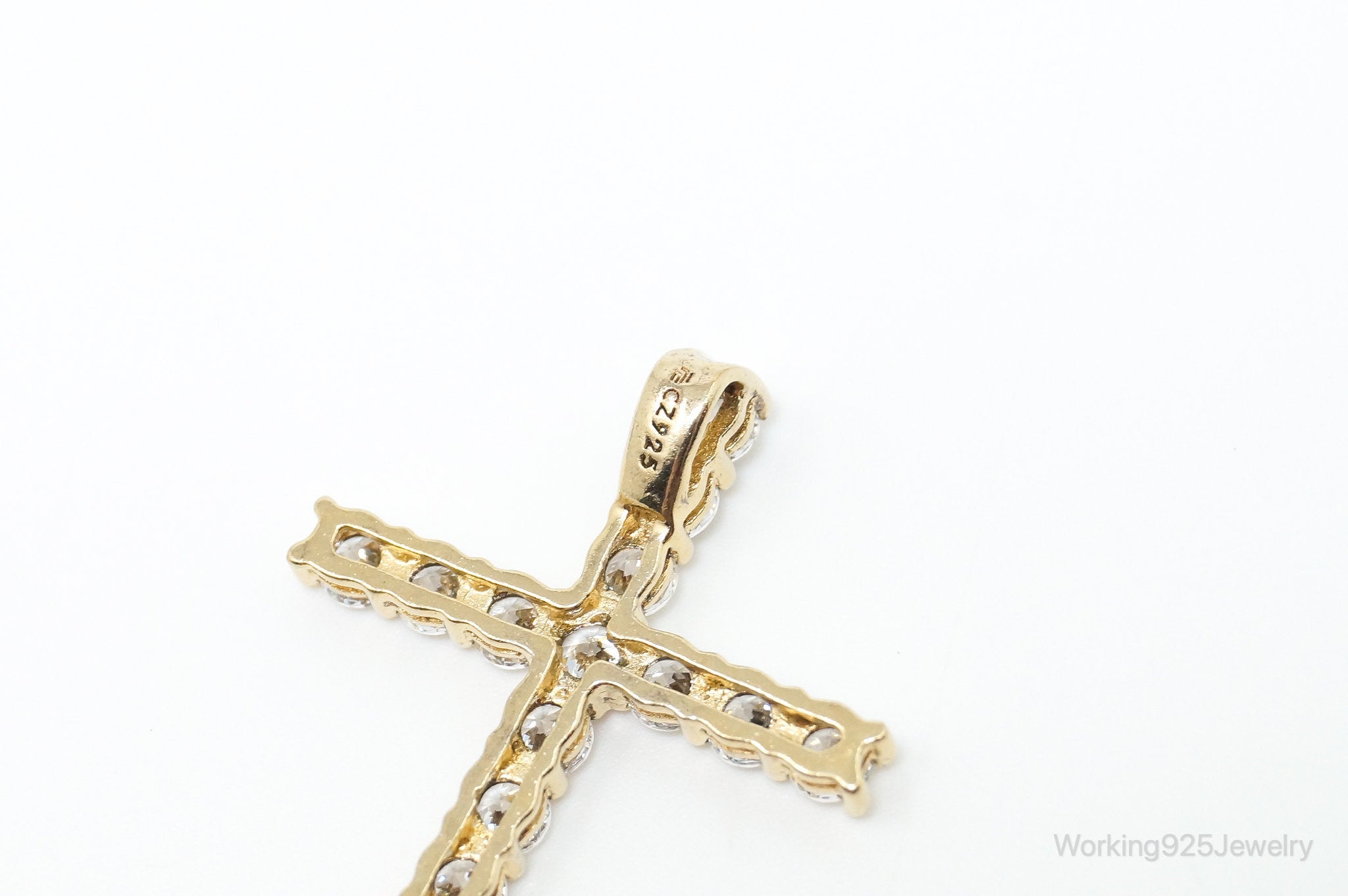 Vintage Cubic Zirconia Gold Vermeil Cross Sterling Silver Pendant | Jewelry > Necklaces > Pendants | Wiccan Center