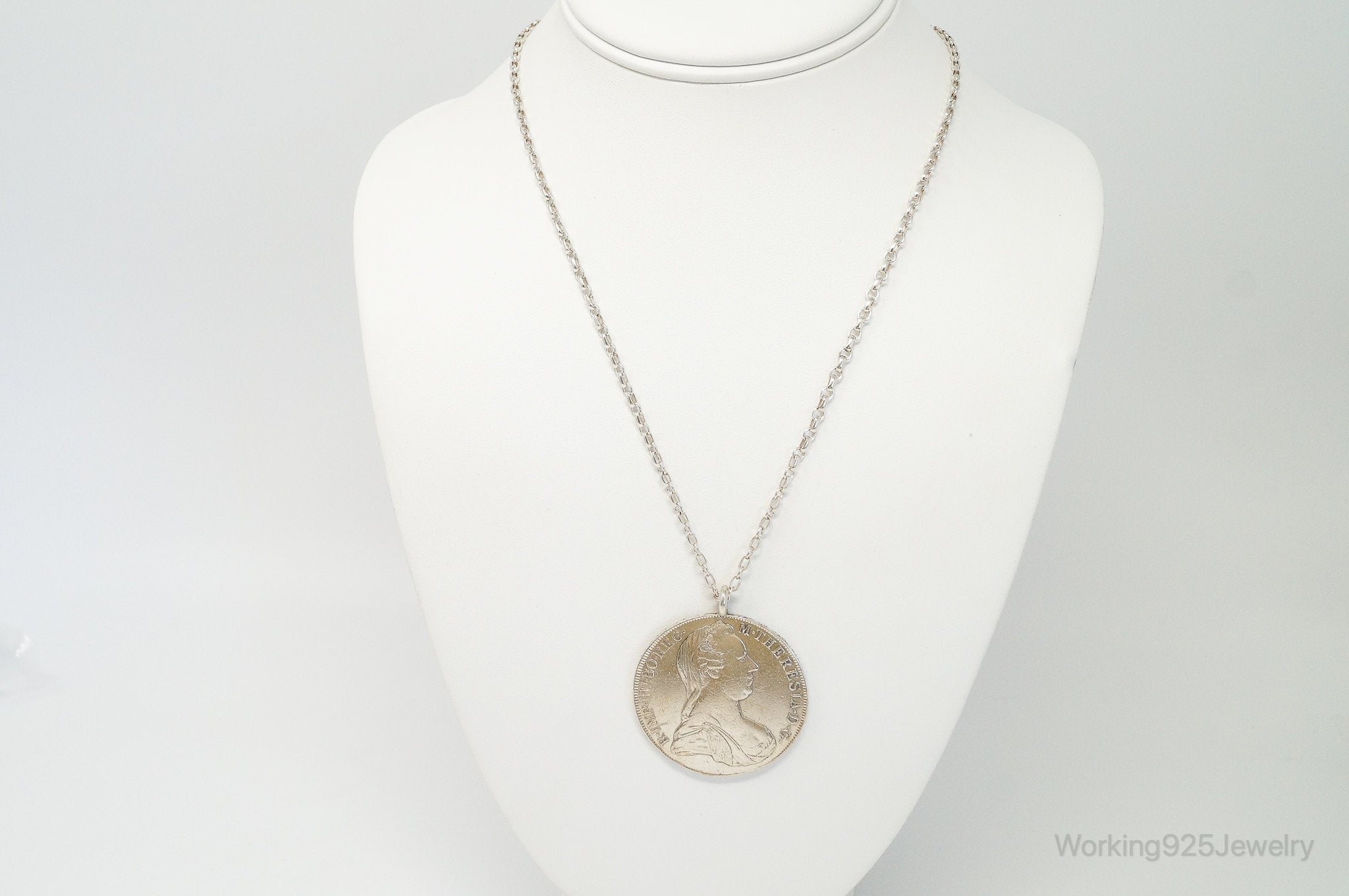 Antique 1780 M. Theresia Austrian Silver Thaler Coin Necklace | Jewelry > Necklaces > Pendants | Wiccan Center