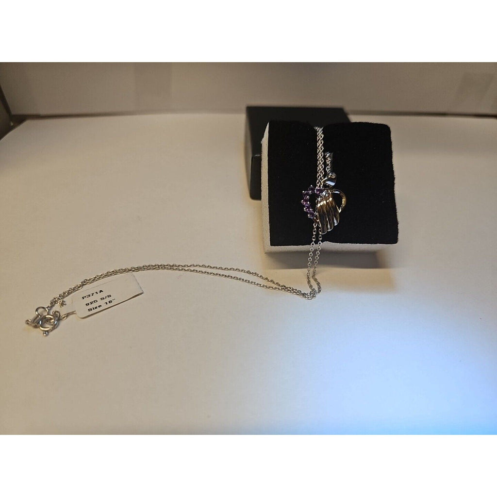 Amethyst Heart Pendant Necklace — 18-inch Sterling Silver Chain | CrystalCloud Company